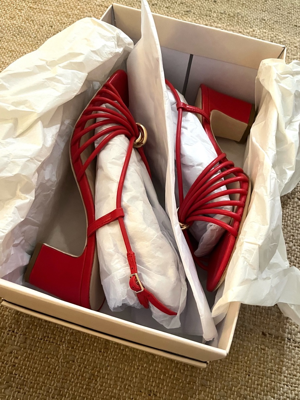 Loeffler Randall Minna Red Leather Heeled Sandal - Picture 9 of 10